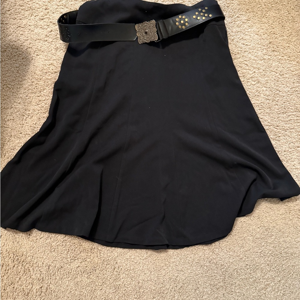 Bandolino Black Asymmetrical Skirt with Decorative Belt